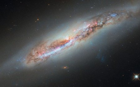 Hubble Captures Gas Escaping Sideways Spiral Galaxy NGC 4388 in Virgo Cluster