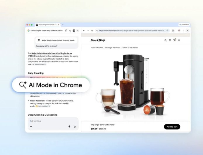 Google Chrome Gets AI Mode Update With Side-by-Side Browsing, Contextual Search Tools